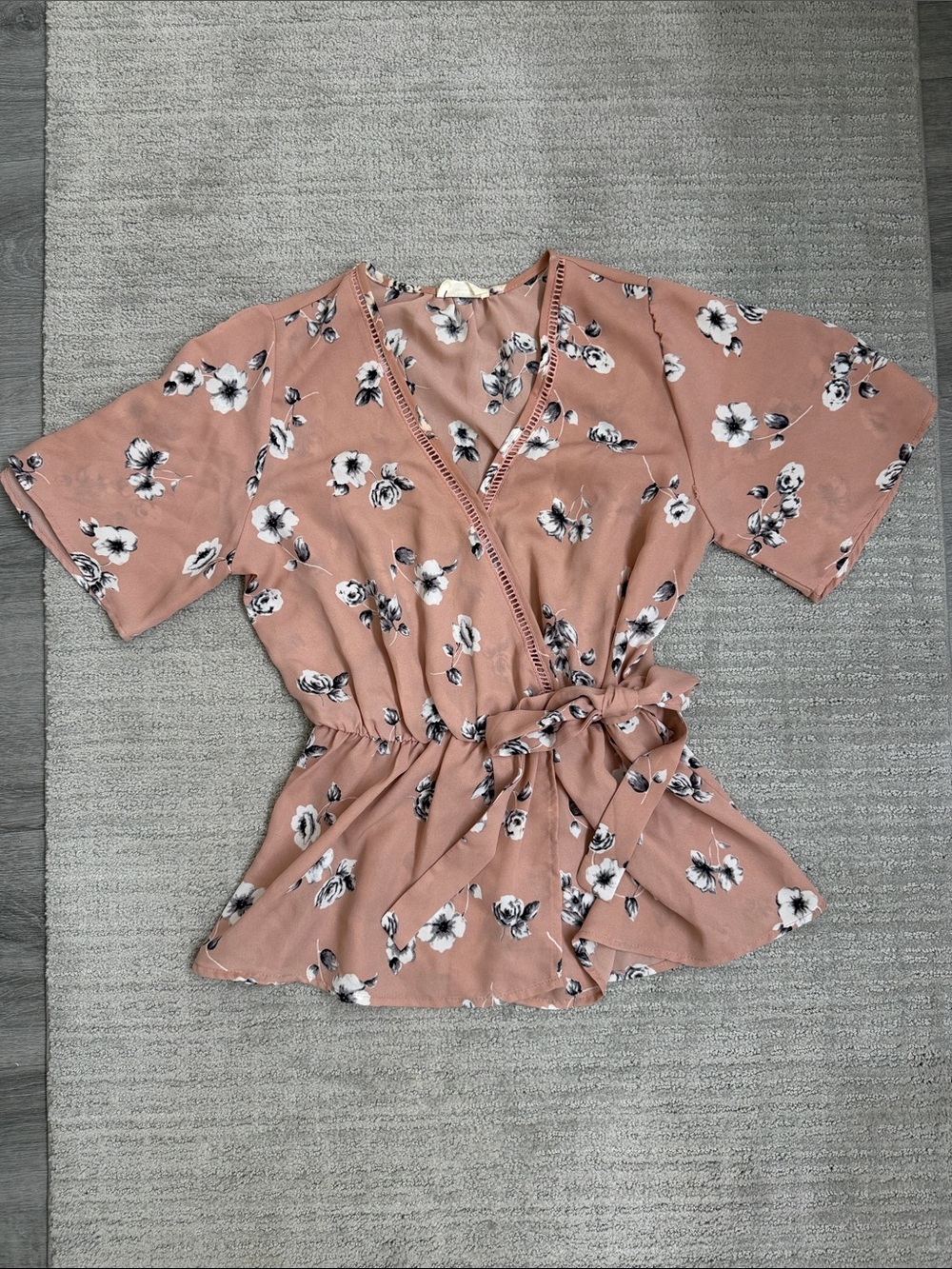 Sienna Sky Dusty Rose Floral Wrap Blouse